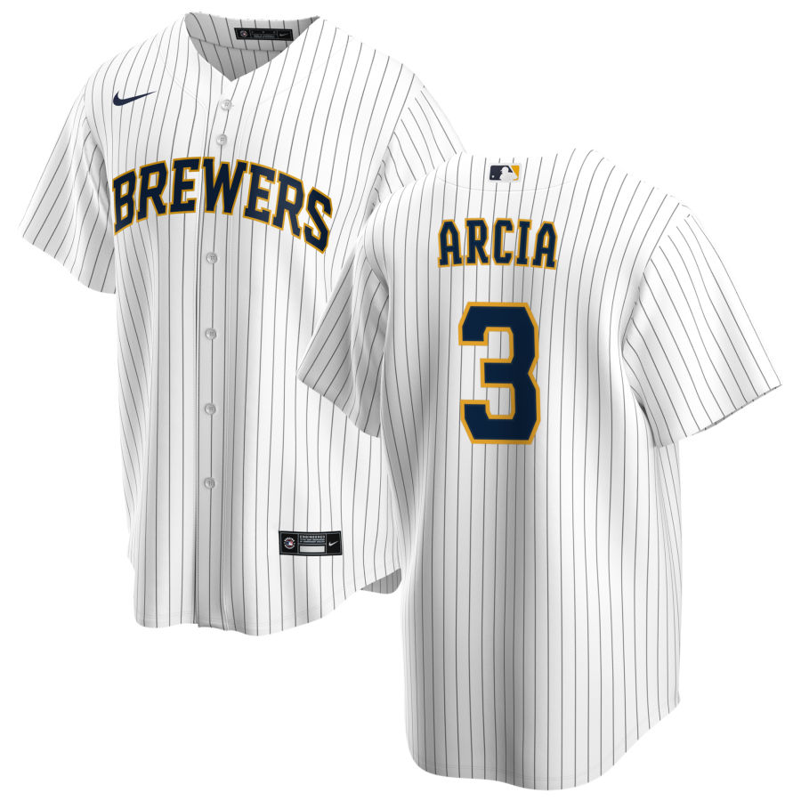 Nike Men #3 Orlando Arcia Milwaukee Brewers Baseball Jerseys Sale-White